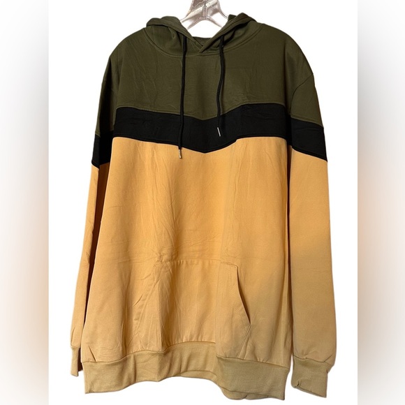 Mens Hoodie Multicolor Panel Sweatshirt Fleece Long Sleeve  Size 2XL NEW - Picture 3 of 12